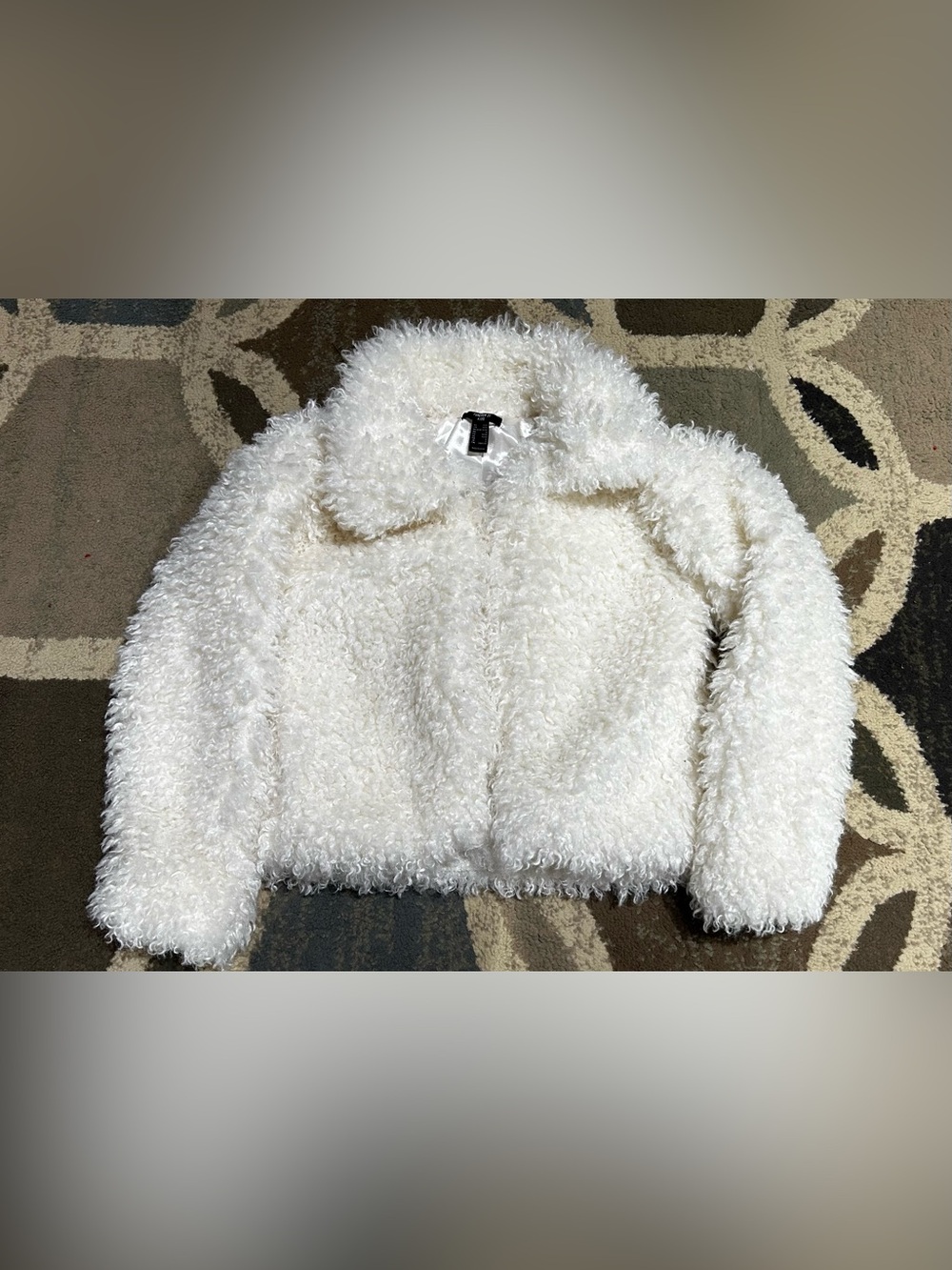 Girl’s Faux Curly Shearling Jacket - White